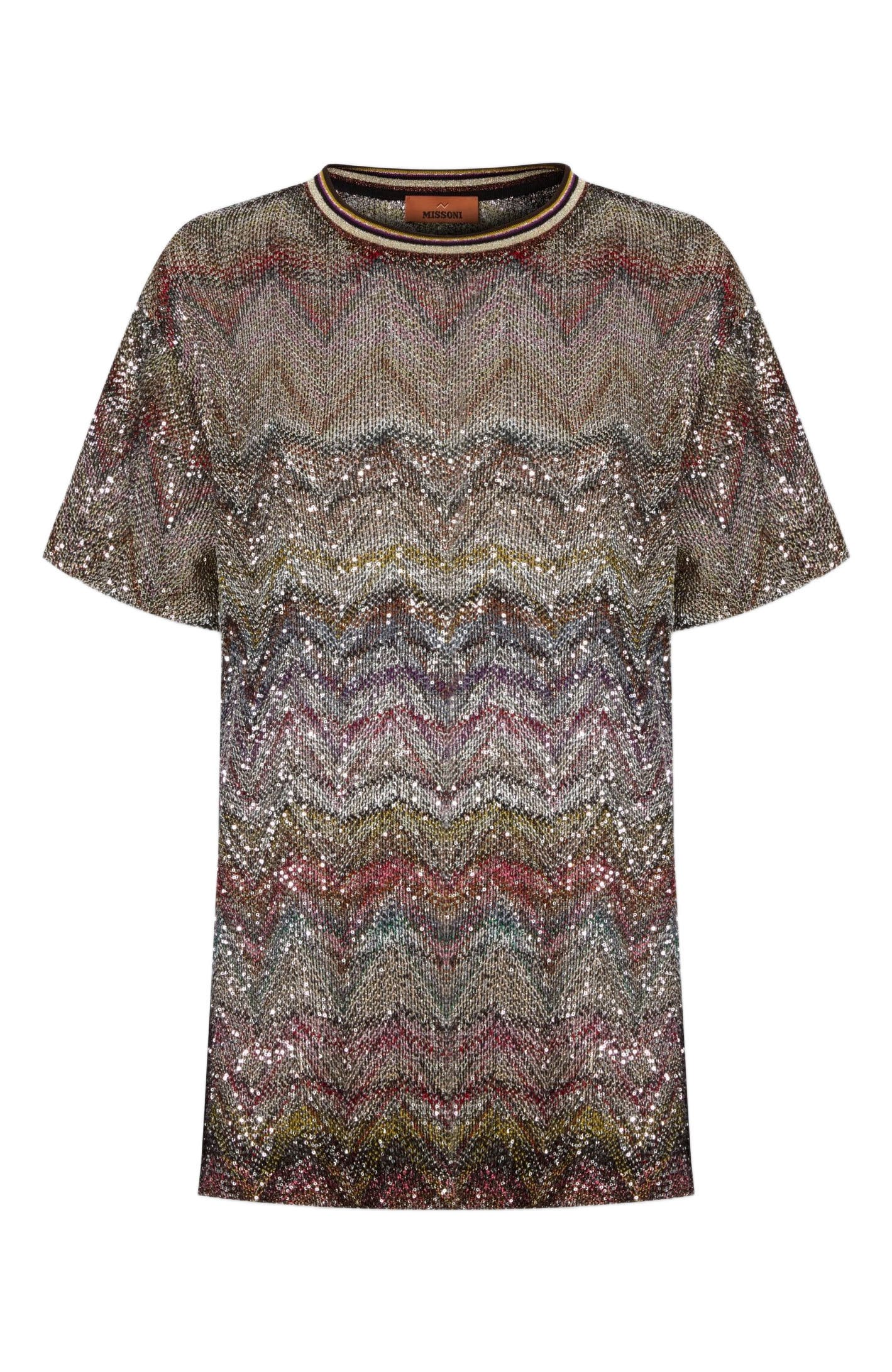 Short Sleeve T-shirt With Zigzag And Sequins - image 2