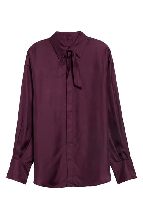 Tie Neck Silk Shirt