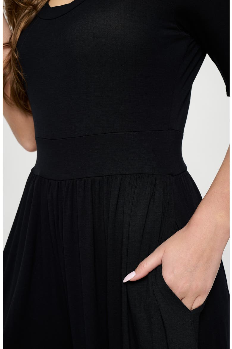 Elbow Sleeve Wide Leg Jumpsuit, Alternate, color, BLACK