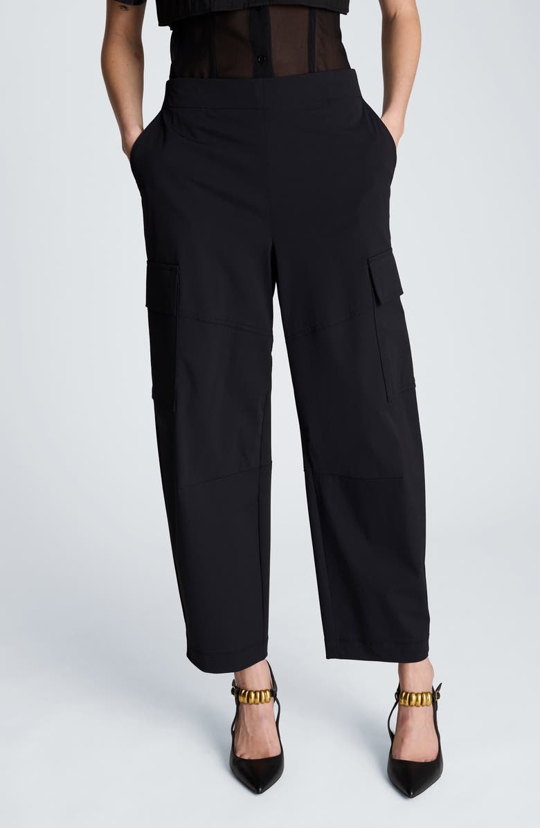 Kenneth Cole Cargo Barrel Leg Pants, Main, color, Black