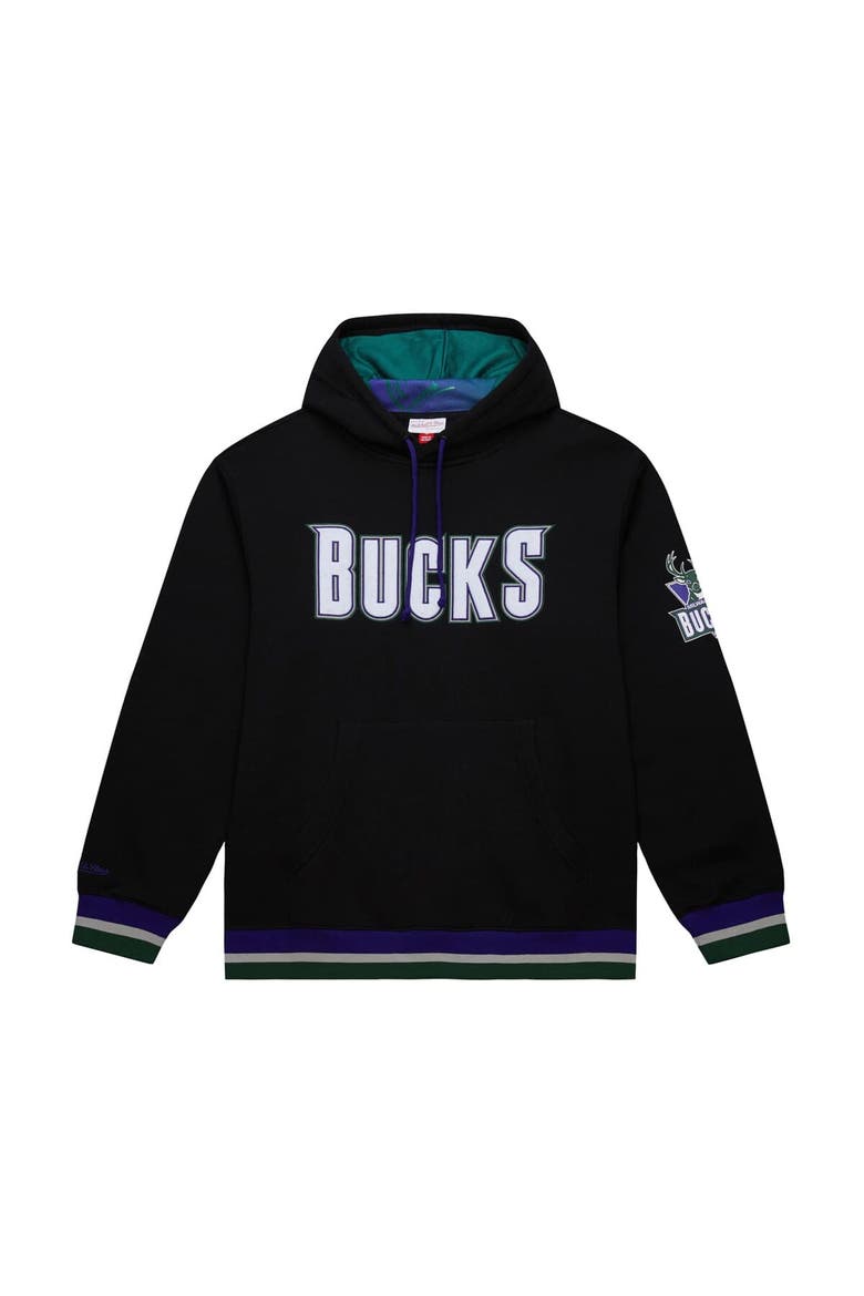 Unisex Mitchell & Ness Black Milwaukee Bucks Vintage Heavyweight Hoodie, Alternate, color, Black