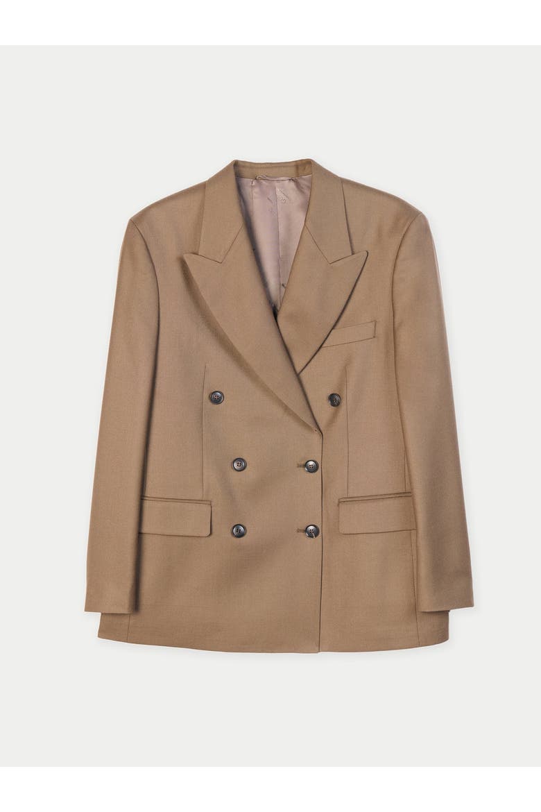 Double-Breasted Cashmere Suit Blazer, Alternate, color, sepia
