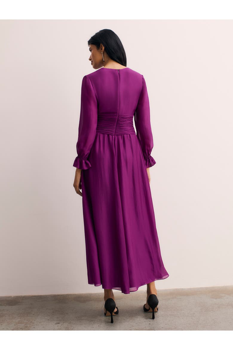 Sculpted Silk Wrap Midi Dress, Alternate, color, Purple