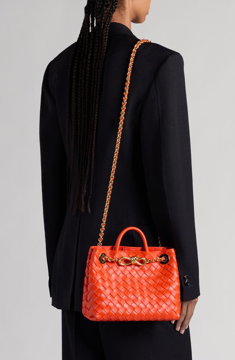 Bottega Veneta Small Andiamo Chain Leather Shoulder Bag, Alternate, color, Orange-Brass