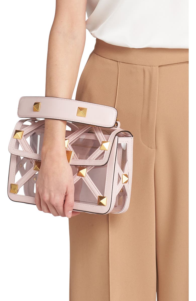 Valentino Garavani Roman Stud Transparent Shoulder Bag, Alternate, color,