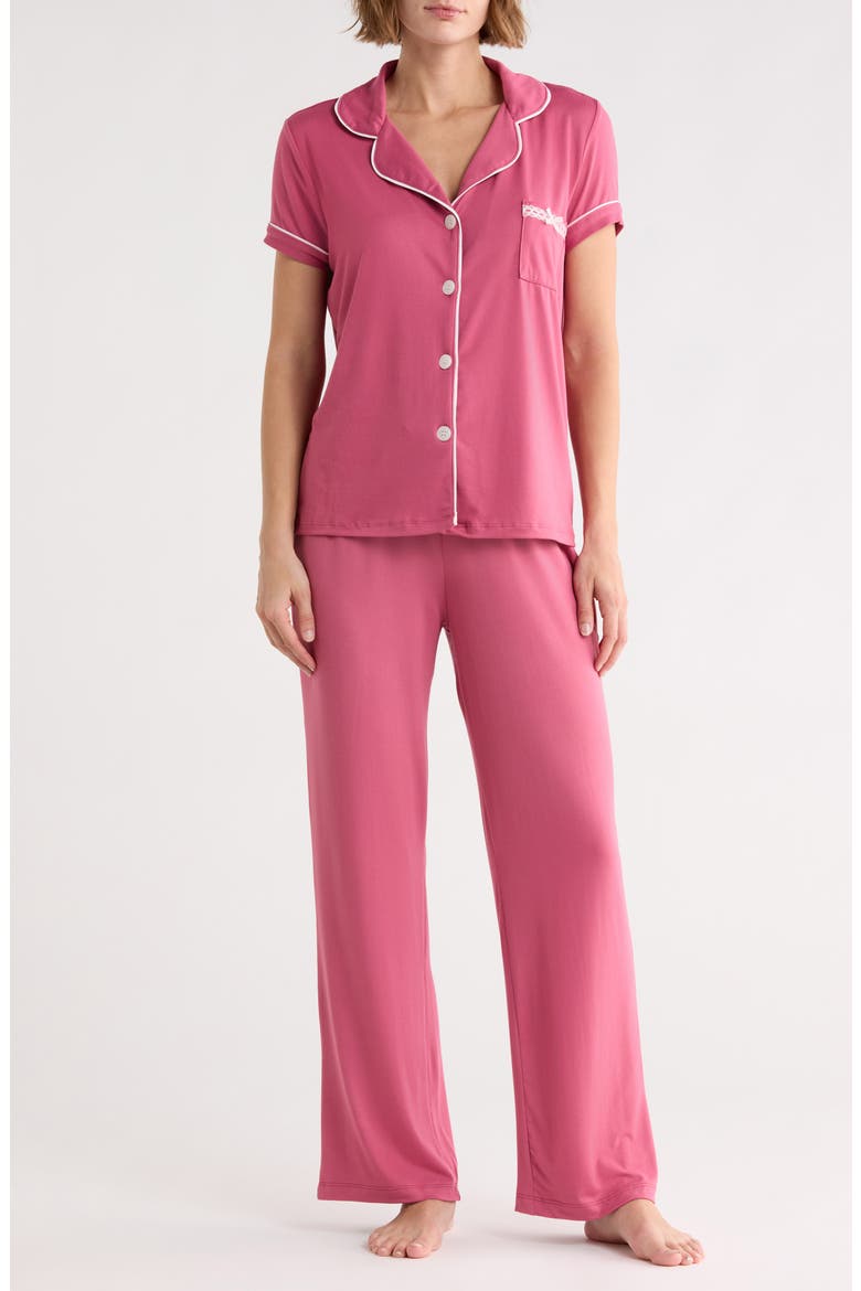 Ginnie Lace Trim Pants Pajamas, Main, color, MALAGA