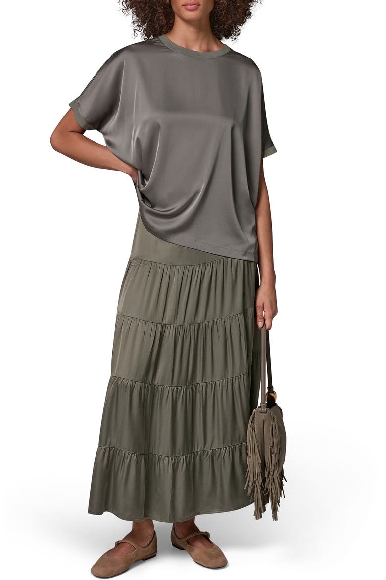 Satin Short Sleeve Top, Alternate, color, SAGE