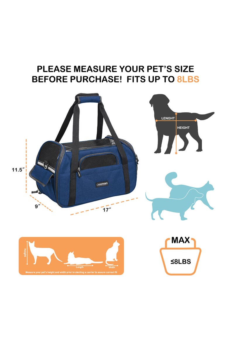 GOOPAWS Soft Sided Pet Cat Carrier Perfect for Travel, Alternate, color, NAVY BLUE