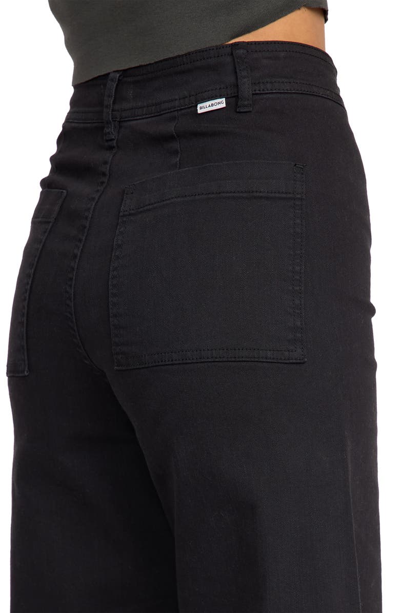 Billabong Free Fall Stretch Crop Wide Leg Pants, Alternate, color, Black