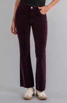KUT from the Kloth Kelsey Fab Ab High Waist Raw Hem Ankle Kick Flare Corduroy Pants