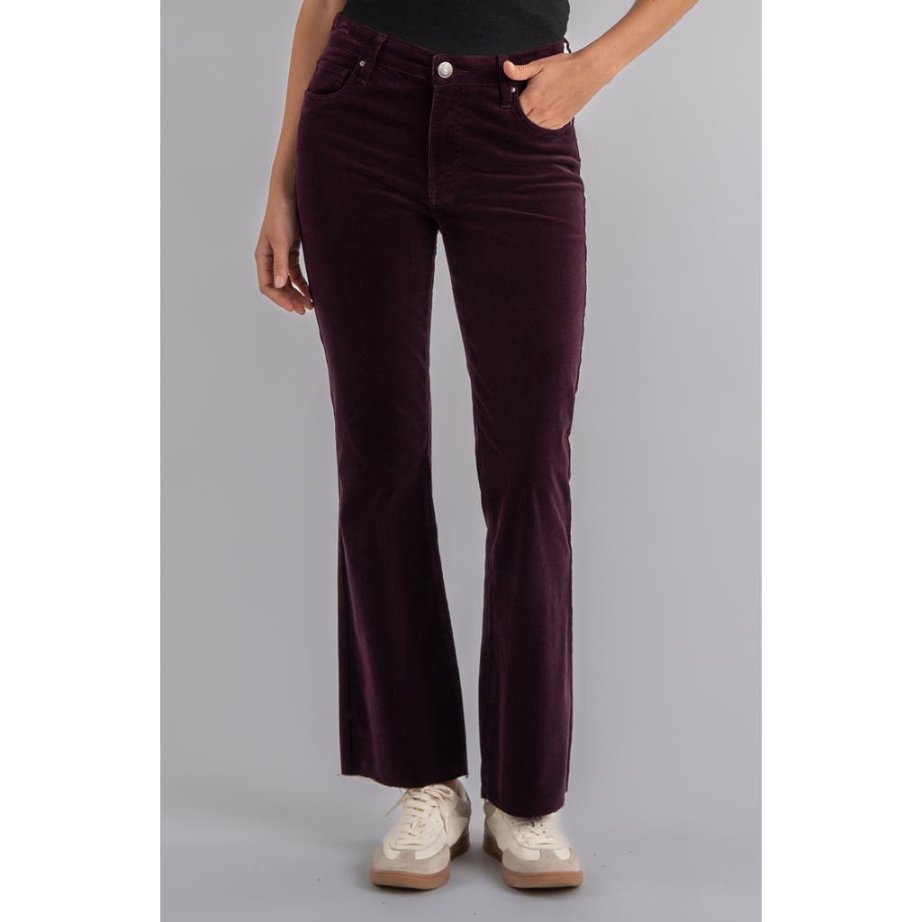 Kut From The Kloth Kelsey Fab Ab High Waist Raw Hem Ankle Kick Flare Corduroy Pants In Purple