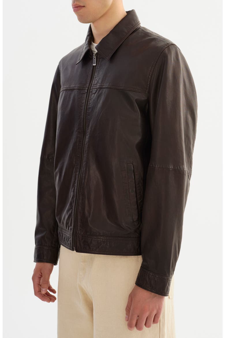 Leather Jacket, Alternate, color, BROWN