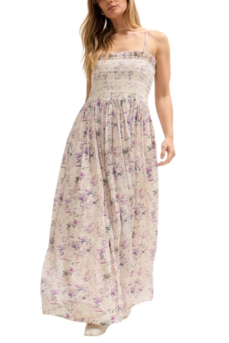 Annie Smocked Print Maxi Dress, Alternate, color, Purple