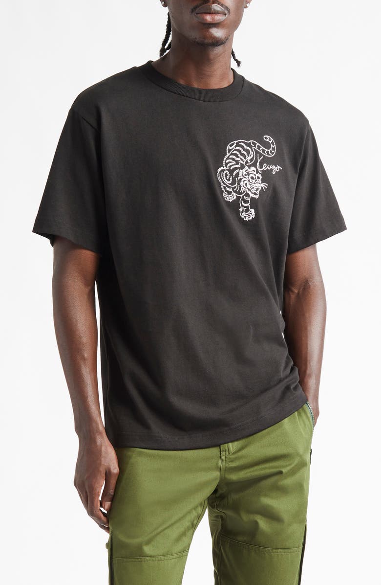 KENZO Embroidered Star Tiger Cotton T-Shirt, Main, color, 