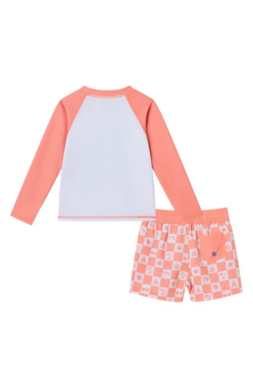 Andy & Evan Long Sleeve Two-piece Rashguard Swimsuit In Orange Beige