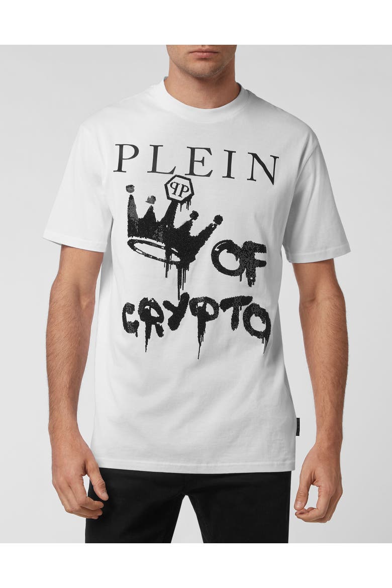 T-Shirt Round Neck Men, Main, color, white/black