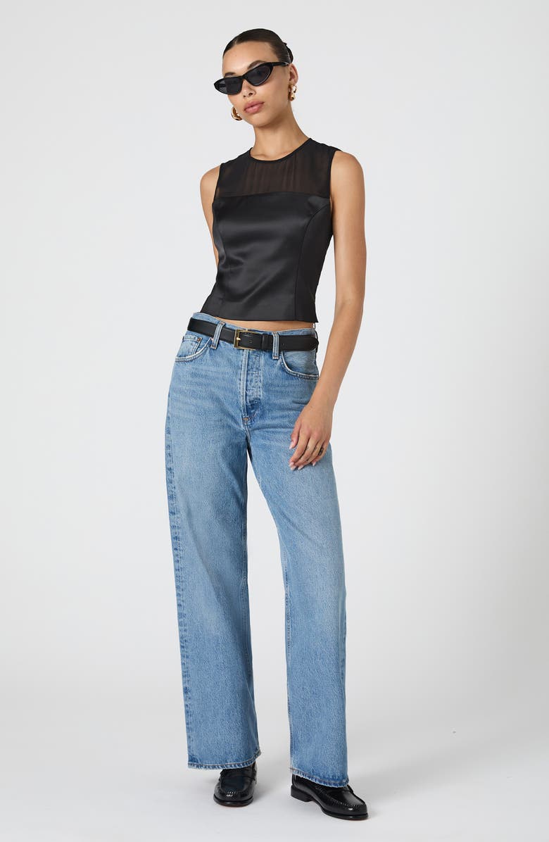 French Connection Structured Satin Sleeveless Crop Top, Alternate, color,