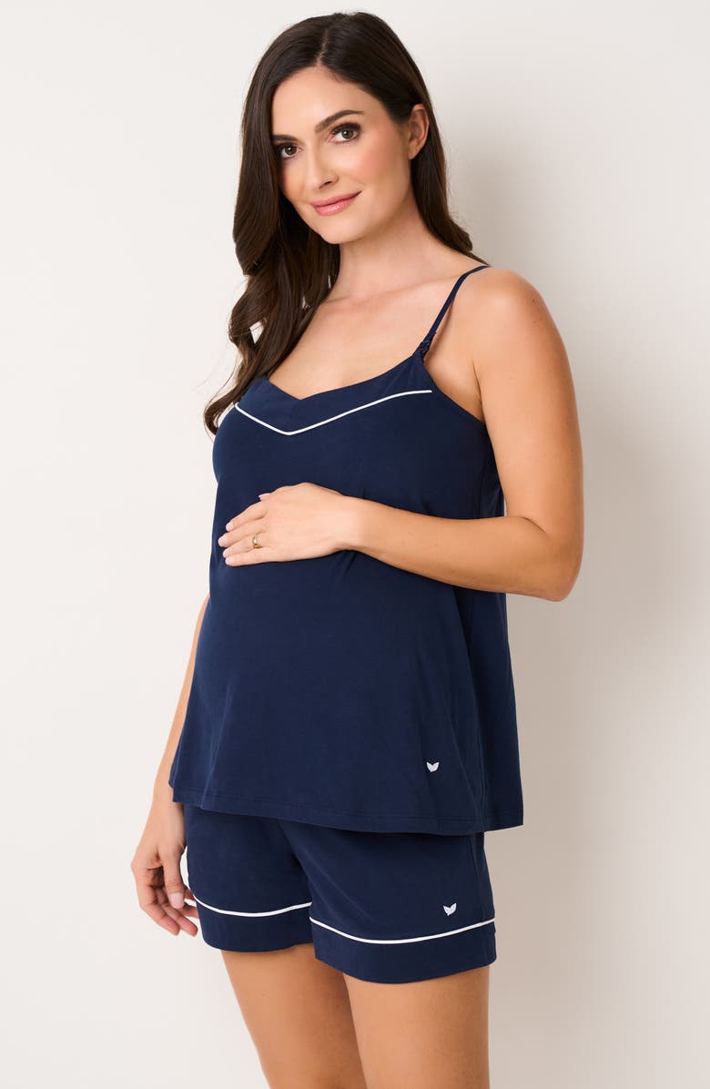 Petite Plume 3-Piece Cotton Maternity Set, Alternate, color, Navy