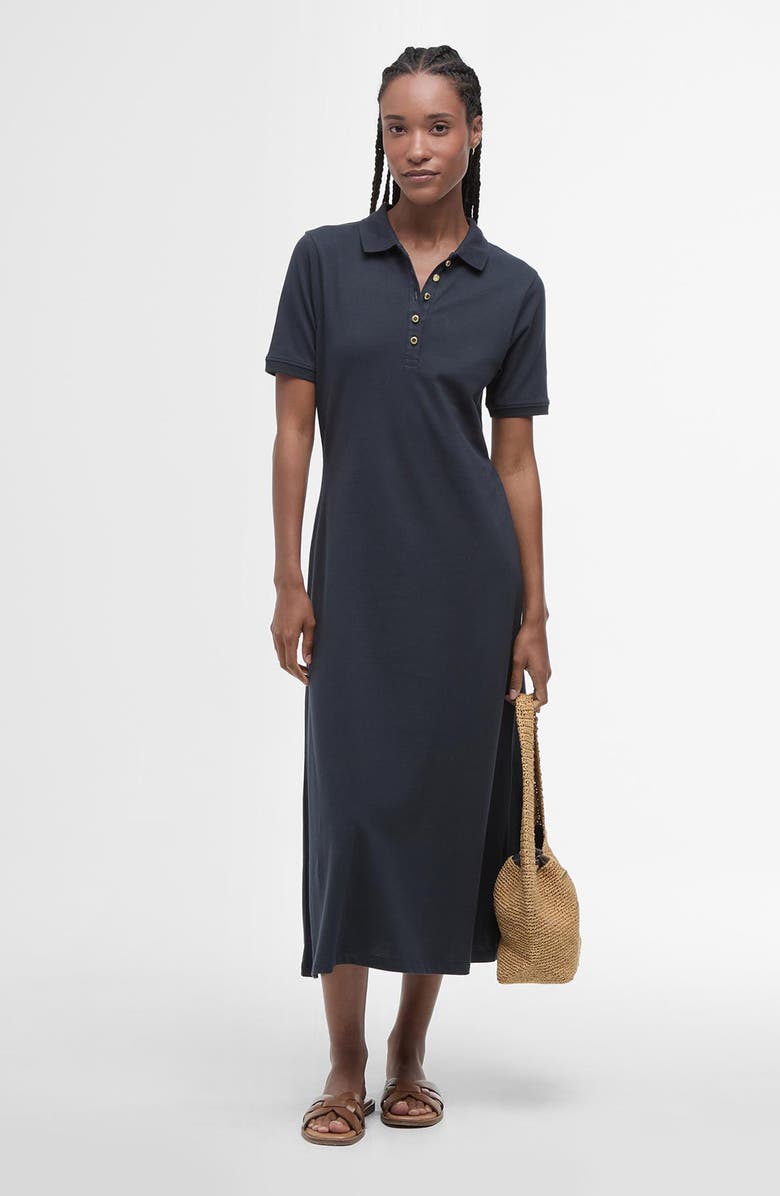 Barbour Celeste Stretch Cotton Piqué Polo Midi Dress, Alternate, color,