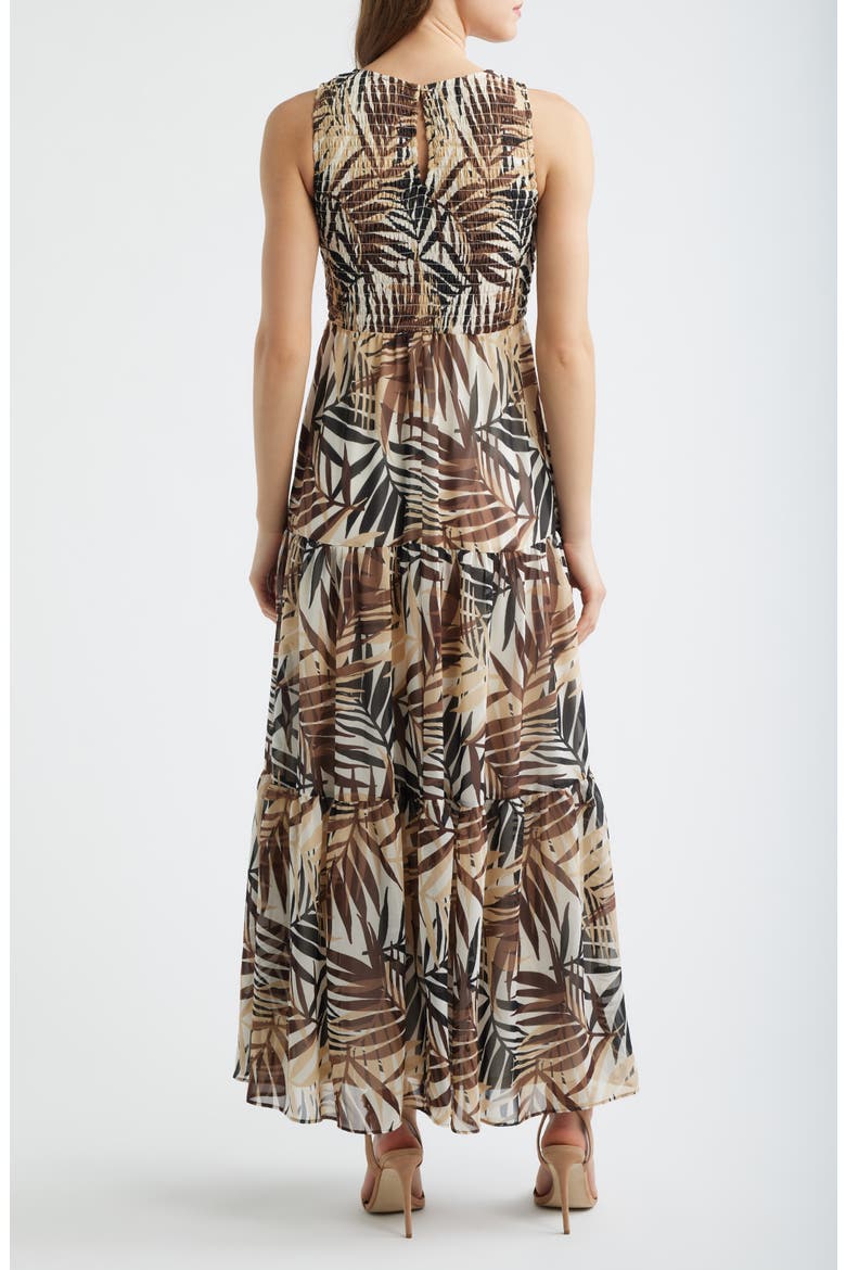 Print Smocked Bodice Sleeveless Maxi Dress, Alternate, color, WHITE DOVE MULTI