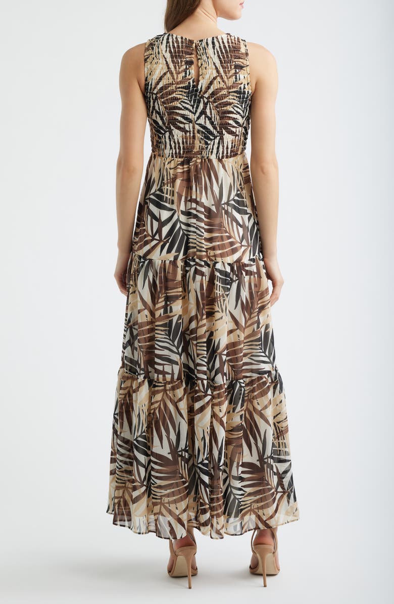 Anne Klein Print Smocked Bodice Sleeveless Maxi Dress, Alternate, color, White Dove Multi