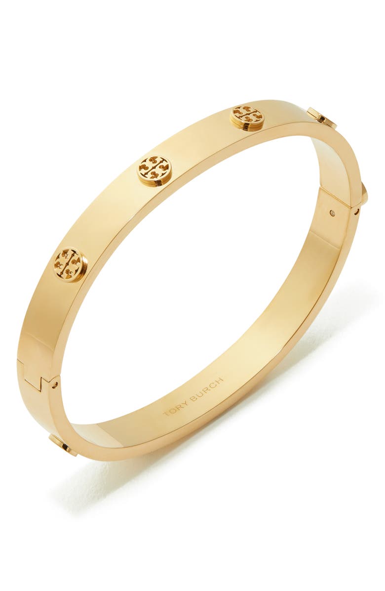 Tory Burch Icon Hinge Bracelet, Alternate, color, Tory Gold