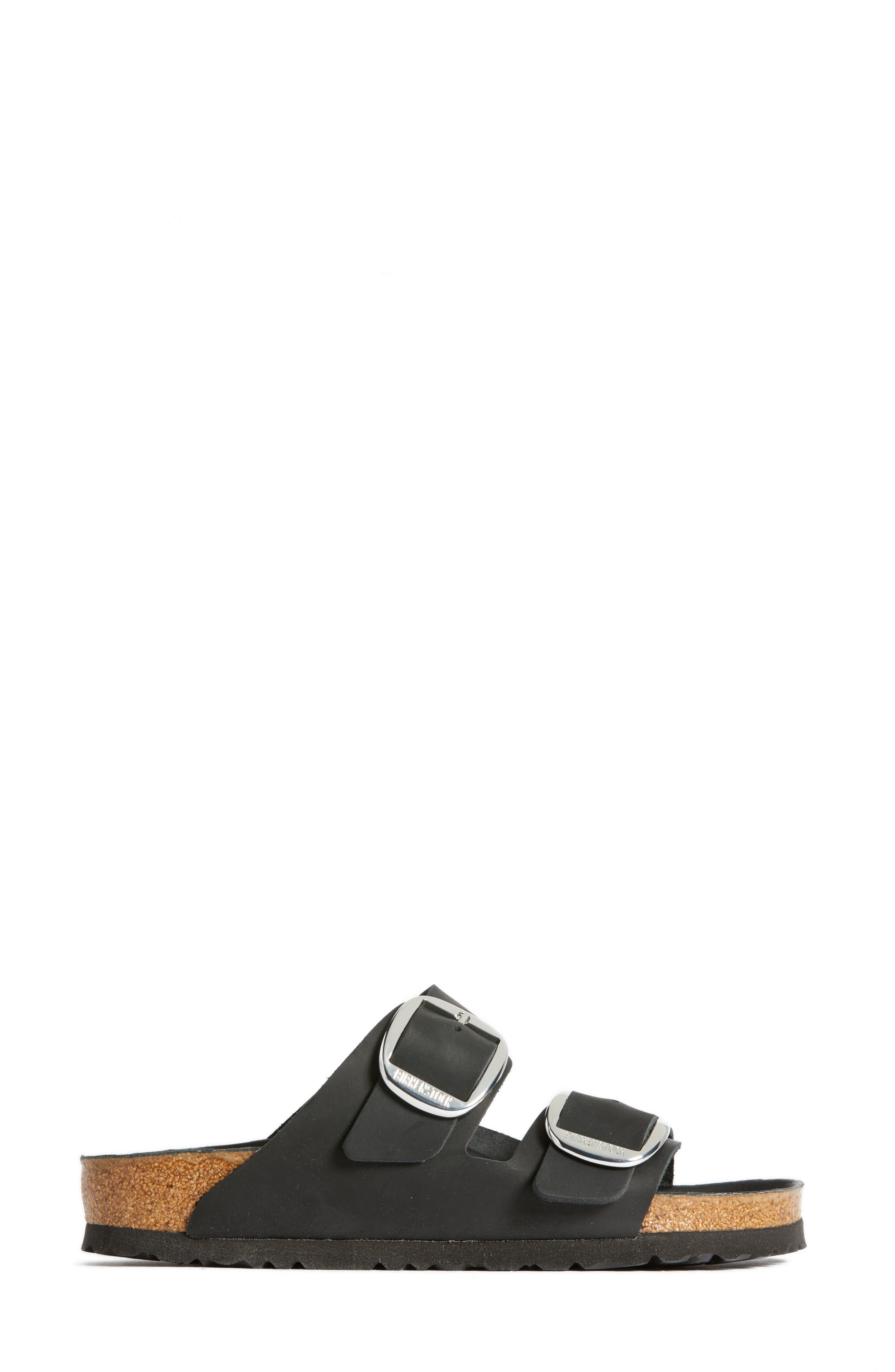 Arizona Big Buckle Slide Sandal, Alternate, color, BLACK LEATHER