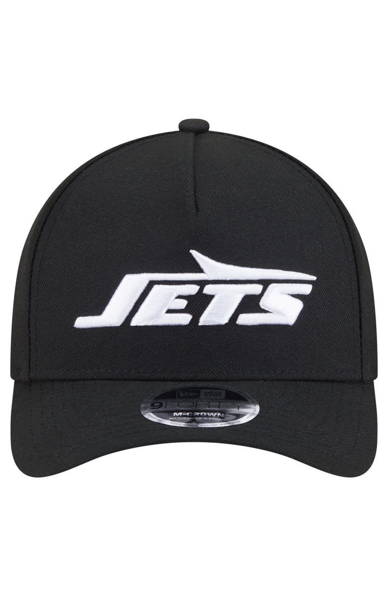 New Era Men's New Era Black New York Jets Team Collection 9FORTY M-Crown A-Frame Adjustable Hat, Alternate, color, Black