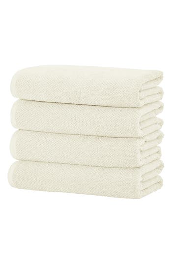 Woven & Weft Set Of 4 Textured Bath Towels In Ivory