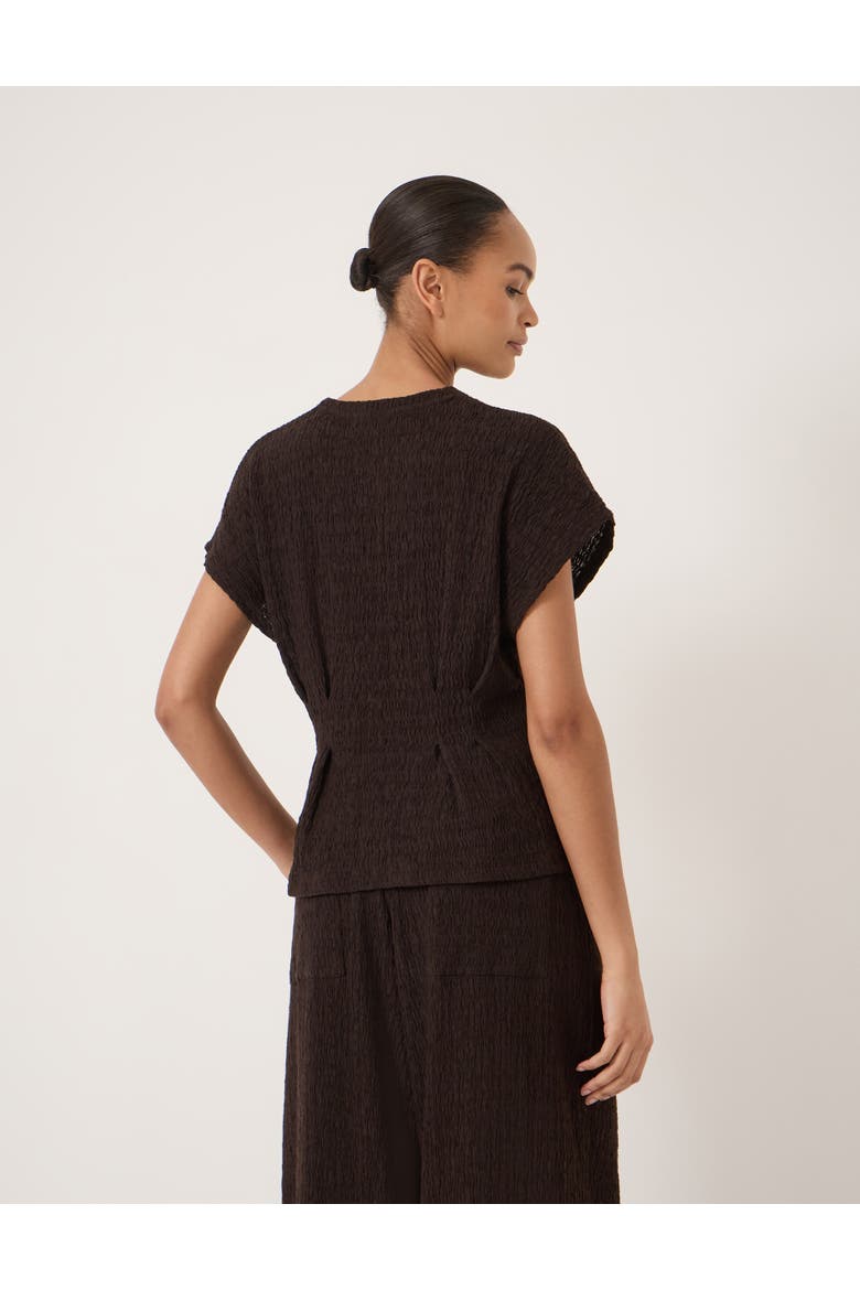 Keira Textured Pleat Release Jersey Top, Alternate, color, Dark Brown