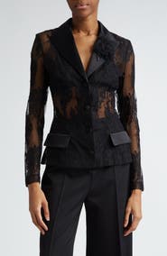Dolce&Gabbana Sheer Floral Lace & Satin Jacket