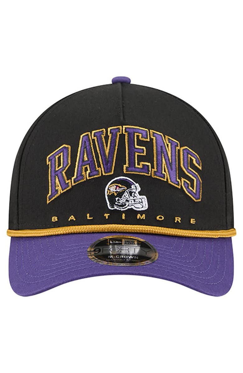 New Era Men's New Era  Black Baltimore Ravens  Arch COOLERA 9FORTY A-Frame Adjustable Hat, Alternate, color, 