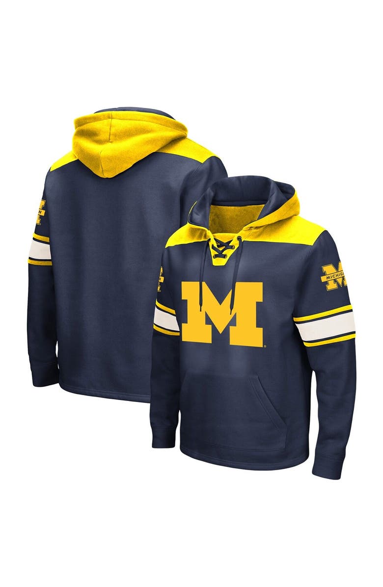 COLOSSEUM Men's Colosseum Navy Michigan Wolverines Big & Tall Hockey Lace-Up Pullover Hoodie, Main, color, Navy