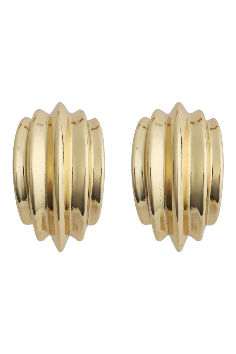 Grooved Half Hoop Earrings, Main, color, GOLD