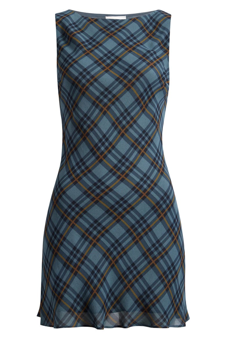 Dale Plaid Georgette Minidress, Alternate, color, SLATE PLAID