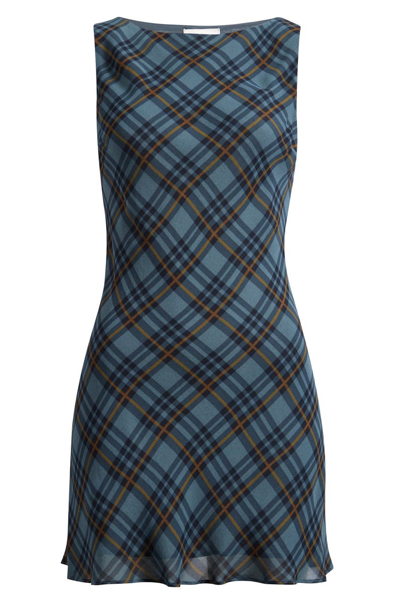 Reformation Dale Plaid Georgette Minidress, Alternate, color, Slate Plaid