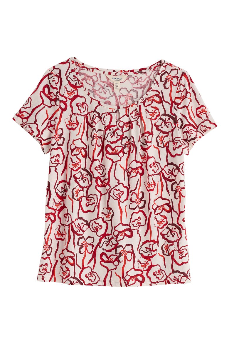Appletree Floral Keyhole T-Shirt, Alternate, color, POPPY STEMS CHALK