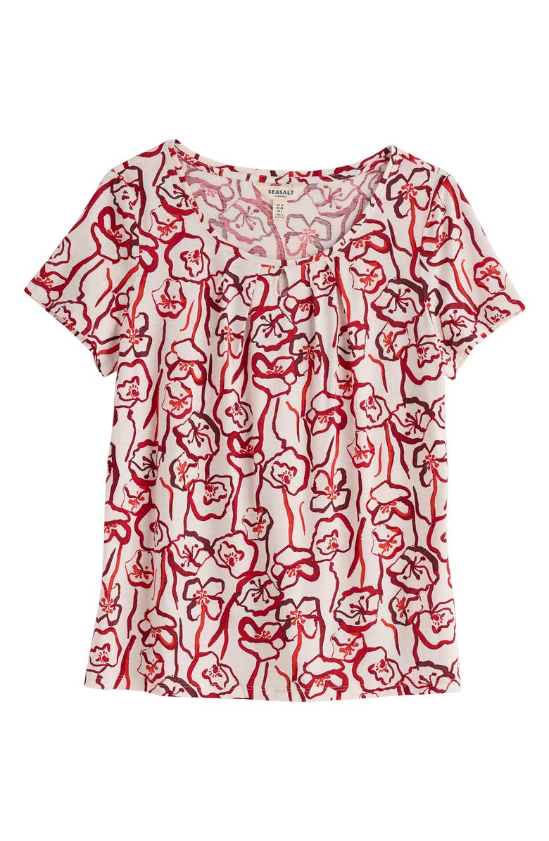 Seasalt Cornwall Appletree Floral Keyhole T-Shirt, Alternate, color,