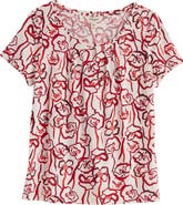 Seasalt Cornwall Appletree Floral Keyhole T-Shirt