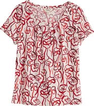 Seasalt Cornwall Appletree Floral Keyhole T-Shirt