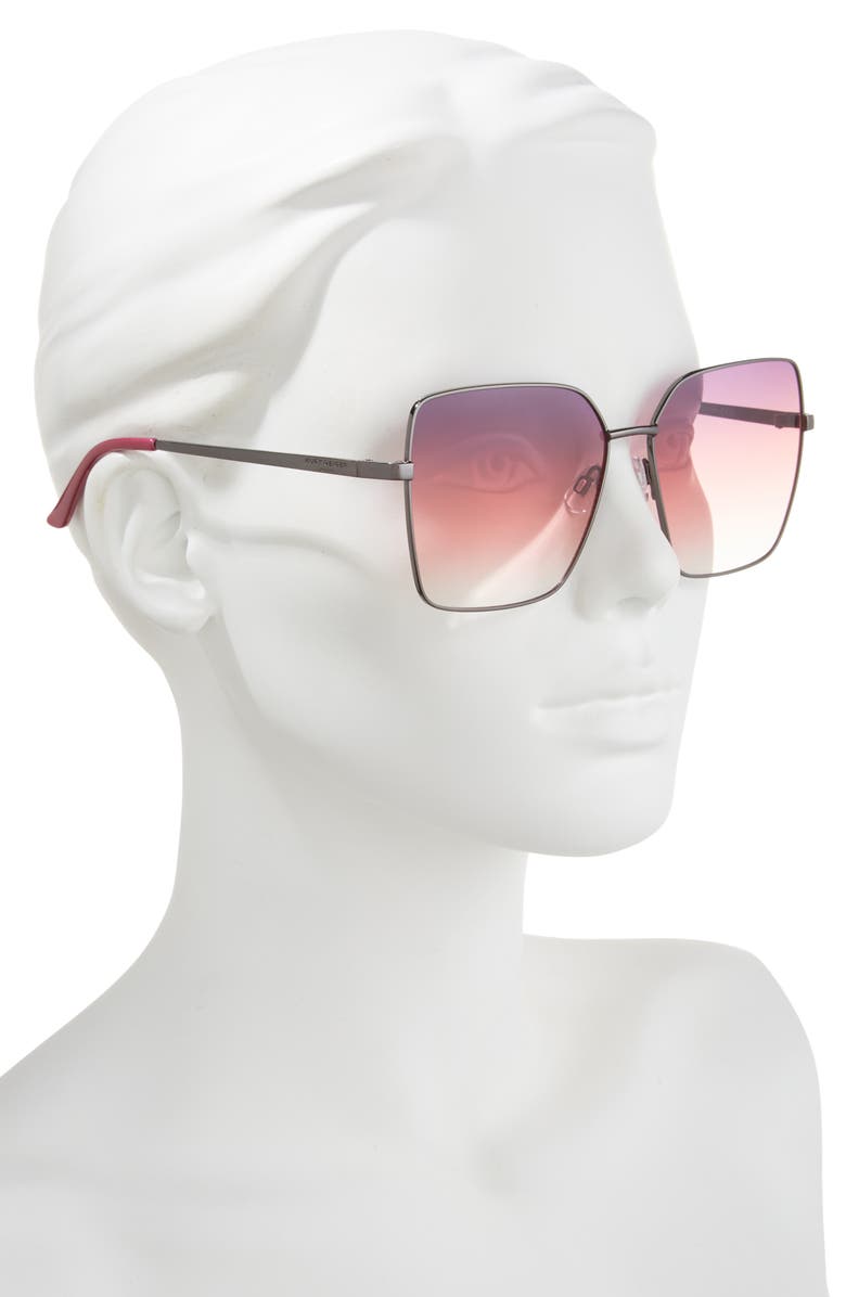 Kurt Geiger London 61mm Square Sunglasses, Alternate, color, Dark Gunmetal