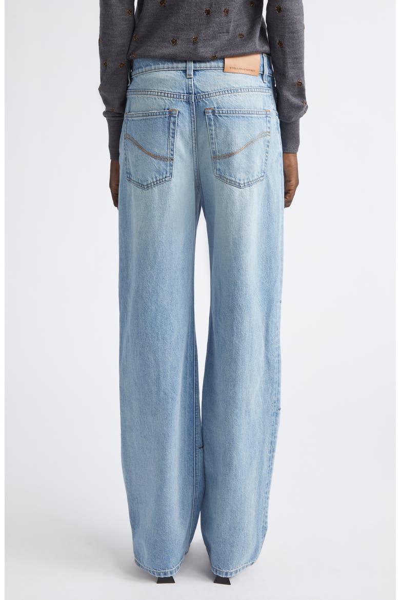 Distressed Patched Straight Let Jeans, Alternate, color, MID BLUE