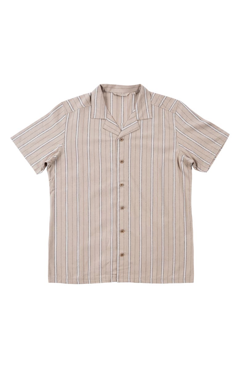 BURNSIDE Stripe Linen & Cotton Blend Camp Shirt, Main, color, 