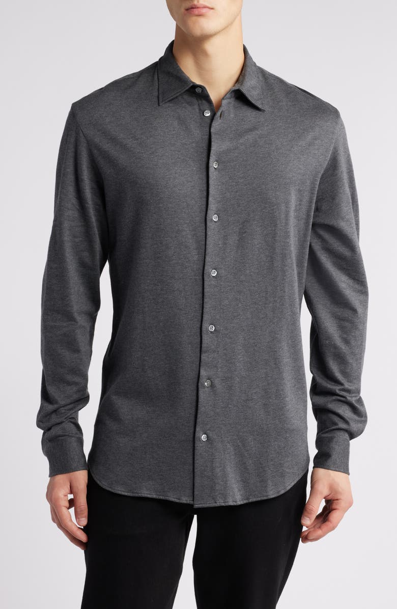 Emporio Armani Cotton Button-Up Shirt, Main, color, 
