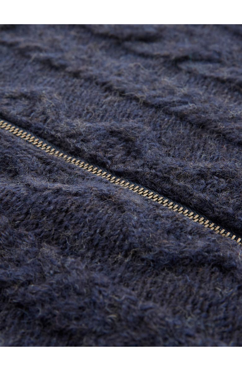 Celtic & Co. British Wool Cable Zip Cardigan, Alternate, color, Dark Navy