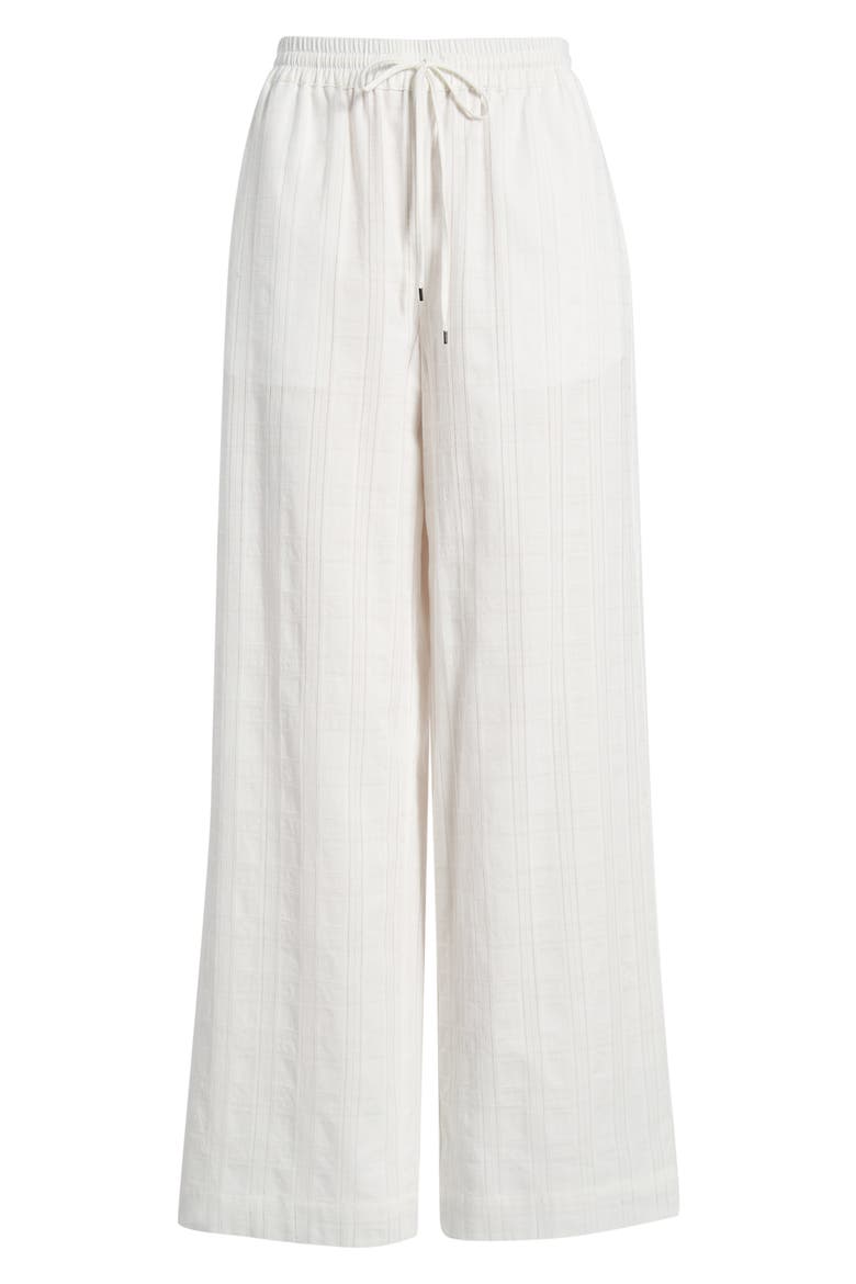 Embroidered Stripe Cotton Drawstring Pants, Alternate, color, BRIGHT WHITE