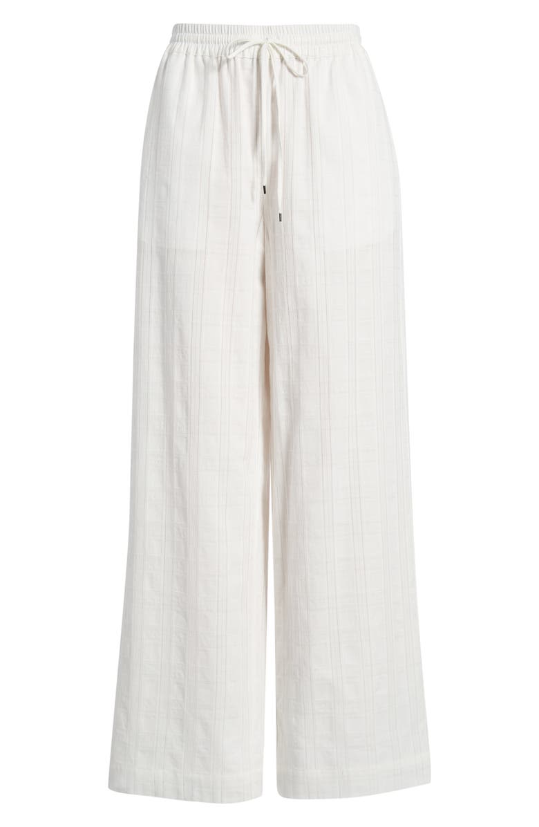 Bernardo Embroidered Stripe Cotton Drawstring Pants, Alternate, color, Bright White