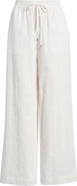 Bernardo Embroidered Stripe Cotton Drawstring Pants