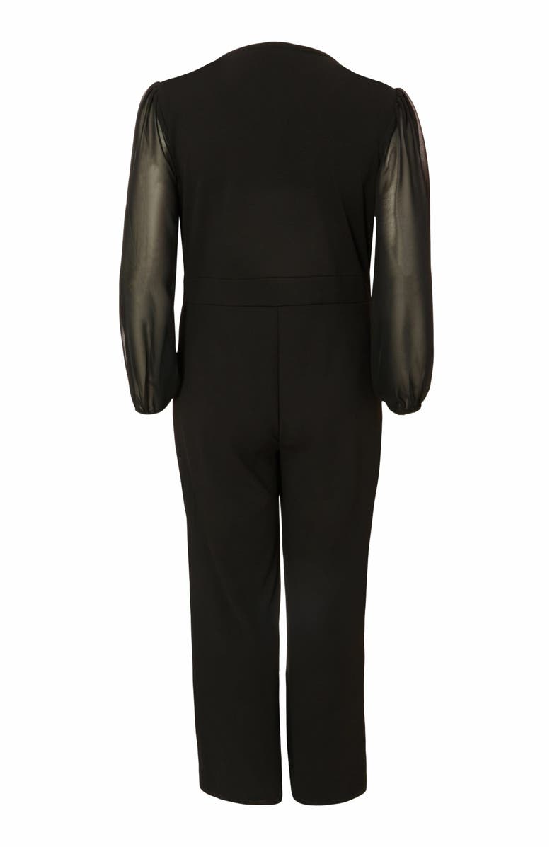 QUIZ Plus Size Chiffon Wrap Buckle Jumpsuit, Alternate, color, Black