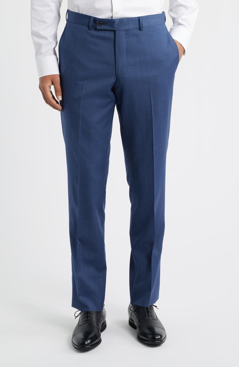 Jack Victor Medium Blue Wool Herringbone Suit, Alternate, color, Mid Blue